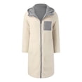 thumbnail image 6 of Kixjoy Women Fleece Long Coat Long Sleeve Thermal Plus Size Puffer Jacket Winter Fashion Full Zip Fleece Coat Heavyweight Hooded Cardigan with Pockets, Silver M, 6 of 6