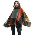 thumbnail image 6 of Women's Plaid Hooded Cape Shawl Blanket Poncho Hoodie Cape Shawl with Tassels, 6 of 6
