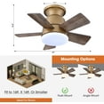 thumbnail image 6 of Parrot Uncle Ceiling Fans with Lights and Remote 52 Inch Ceiling Fan with LED Light for Bedroom Outdoor Ceiling Fans for Patios Covered, Brass, 6 of 9