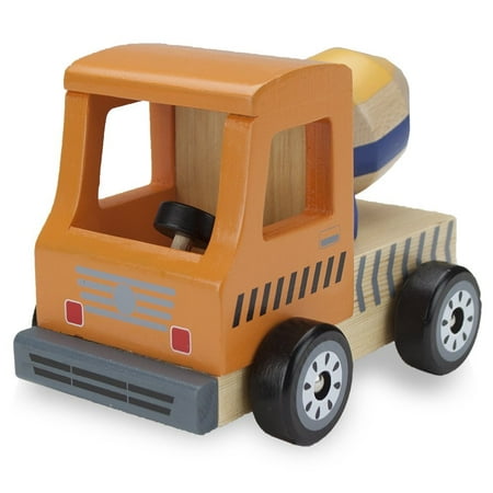 Small Wooden Cars, Wooden Wheels Natural Beech Wood Cement Mixer Wooden Car (Best Toys For Small Spaces)