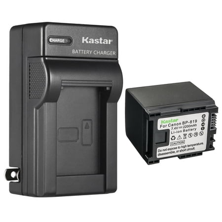Kastar 1-Pack Battery and AC Wall Charger Replacement for Canon VIXIA HF S20 HFS20 VIXIA HF S21 HFS21 VIXIA HF S30 HFS30 Camera Canon BP-809 BP-809/B BP-809/S BP-819 BP819 BP-827 BP827 Battery