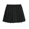 thumbnail image 3 of Jkety Girls Pleated Skirt Kids Tennis Elastic Waist Uniform Plaid Skirt(Black,17-18 Years), 3 of 7
