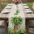 thumbnail image 4 of St. Patrick's Day Table Runner - 48 Inch Long Farmhouse Green Lucky Clovers Coin Cotton and Linen Blended Dress Scarves Farmhouse Table Runner for Kitchen Dining, Coffee Table, 13" x 48", 4 of 8