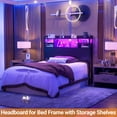 thumbnail image 4 of iSunirm Bookcase Headboard for Twin Size Bed with Storage, Headboard with LED Light & Power Outlets, Sturdy Twin Size Wood Headboard Only for Twin Size Bed Frame, 40.2'' Width, Black, 4 of 8