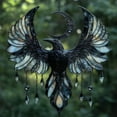 thumbnail image 2 of 2D Acrylic Gothic Moon Hanging Decor Mystical Crow With Moon & Beads Indoor Outdoor Window Wall Art For Gothic & Bird Enthusiasts, Art Garden Decor Unique Gift for Mom Grandma Women, 2 of 8