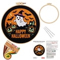 thumbnail image 2 of Needlework Starter Pack, Beginner Embroidery Kit, Needle Point Kits Adults Beginner, Bat Halloween Decor, 9 Inch Diameter All-Inclusive Set Contains Pre-Printed Halloween Fabric,, 2 of 8
