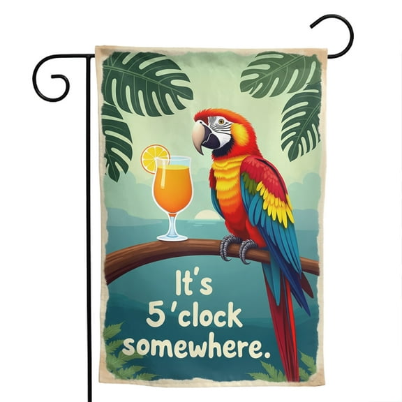 Premium Double Sided Polyester Garden Flag 12.5x18 Inch - It's 5 O'Clock Somewhere Weather-Resistant Yard Decoration