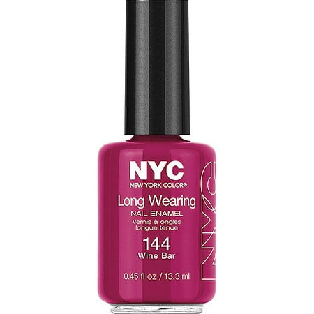 NYC New York Color Long Wearing Nail Enamel, 144 Wine Bar, 0.45 fl oz