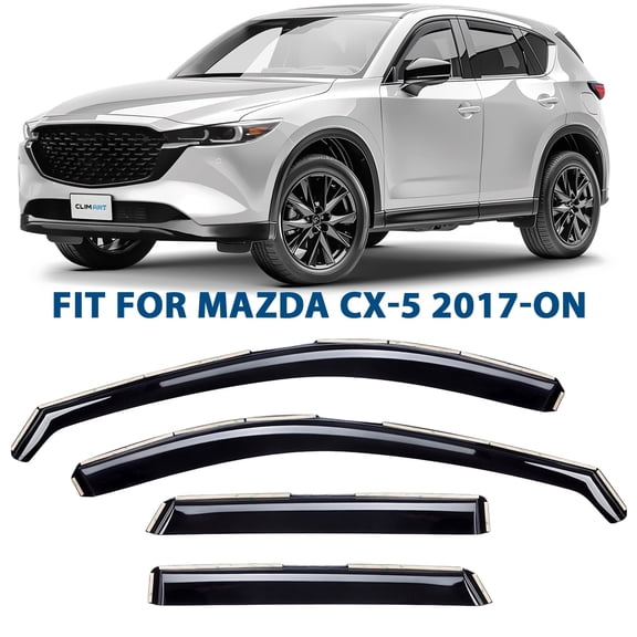 CLIM ART in-Channel Incredibly Durable Rain Guards for Mazda CX-5 2017-2025, Original Window Deflectors, Vent Deflector, Vent Window Visors, Dark Smoke Car Accessories, 4 pcs. - 617269