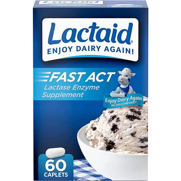 Lactaid Fast Act Lactase Enzyme Supplement 60 Caplets