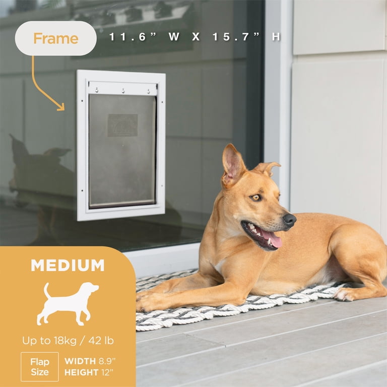 Hakuna Pets White Deluxe Aluminum Pet Door, Medium, 42 lbs photo 3