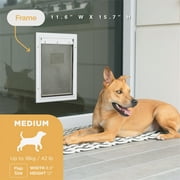 Hakuna Pets White Deluxe Aluminum Medium Door for Doors up to 2.76 Thick, for Cats and Dogs up to 42 lbs