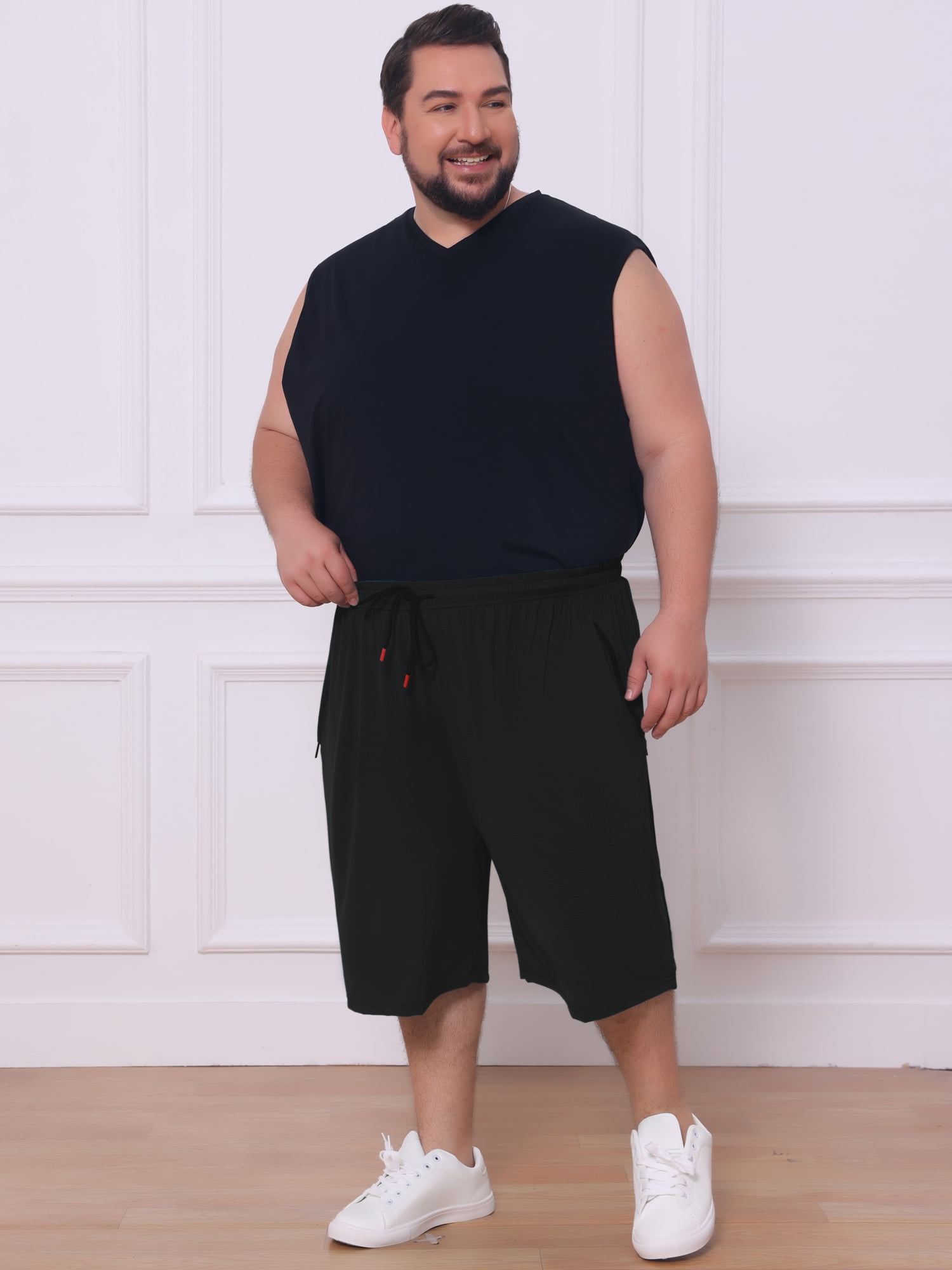 DARING DIVA Men's Big Tall Athletic Shorts with Zipper Pockets 3XL Black