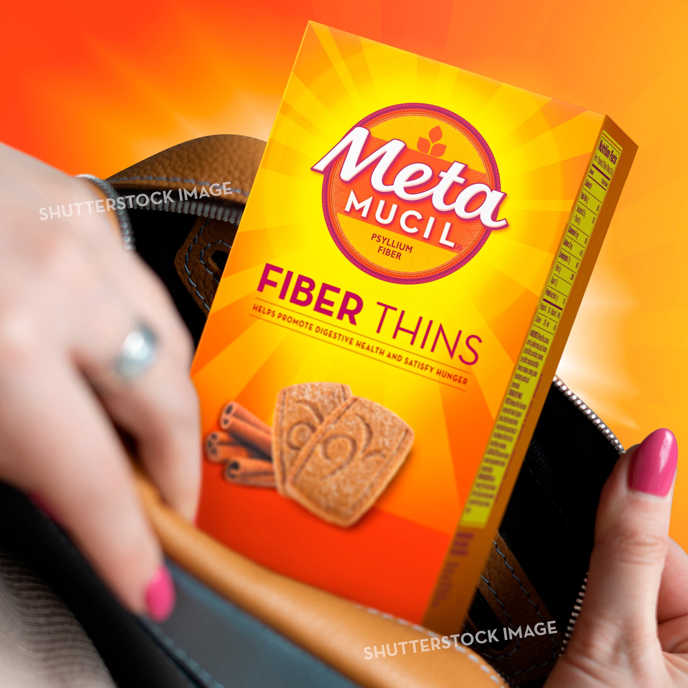 Metamucil Fiber Thins, Psyllium Husk Snack, Cinnamon Spice, GLP-1 Friendly Fiber>, 24 Count