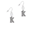 thumbnail image 2 of Delight Jewelry Black Nickeltone Crystal Initial - K - Beaded Border - Silvertone Leaf French Earrings, 2 of 5