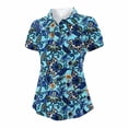 thumbnail image 3 of Trendfront Womens Golf Polo Shirts Short Sleeve Turn-Down Placket Vintage Damask Floral Printed Blouse Baroque Mandala Casual Activewear Country Club Sportswear Tee, 3 of 3