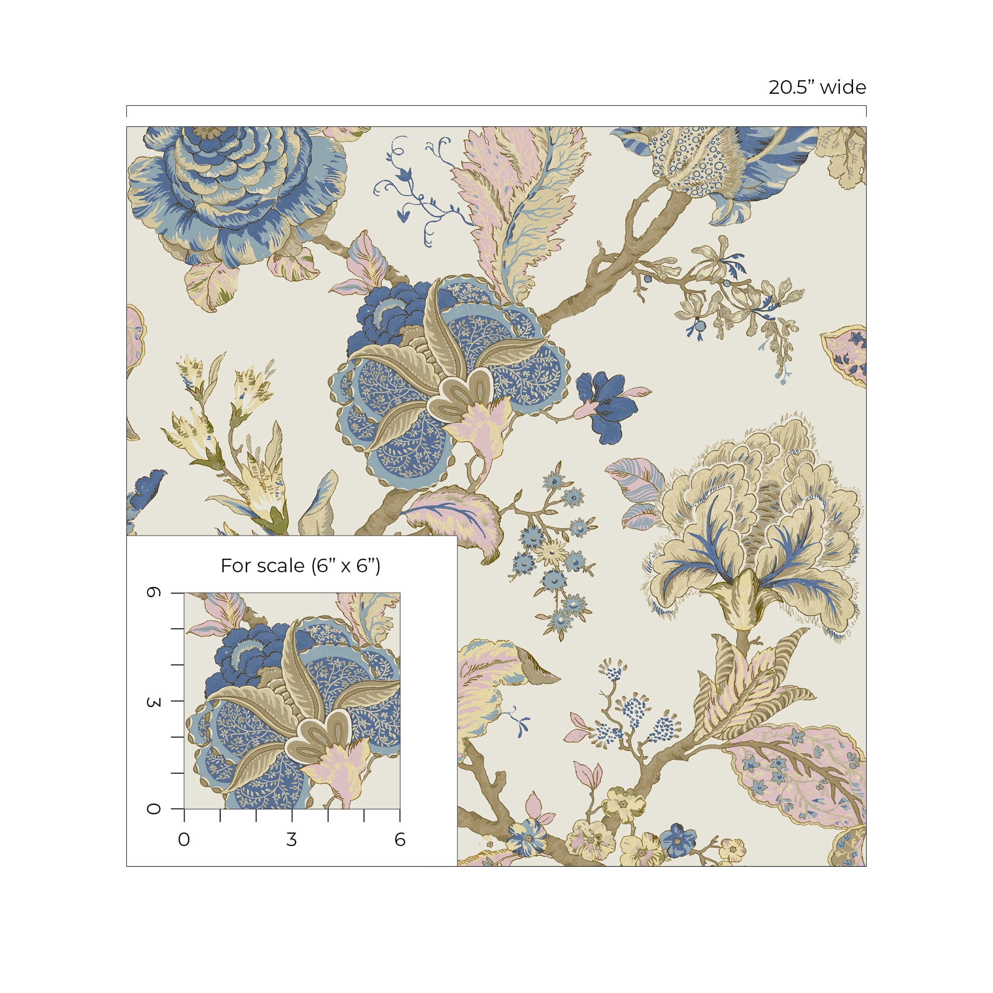 NextWall  Kianna Jacobean Peel and Stick Wallpaper 20.5 in. W x 18 ft. L - Parchment