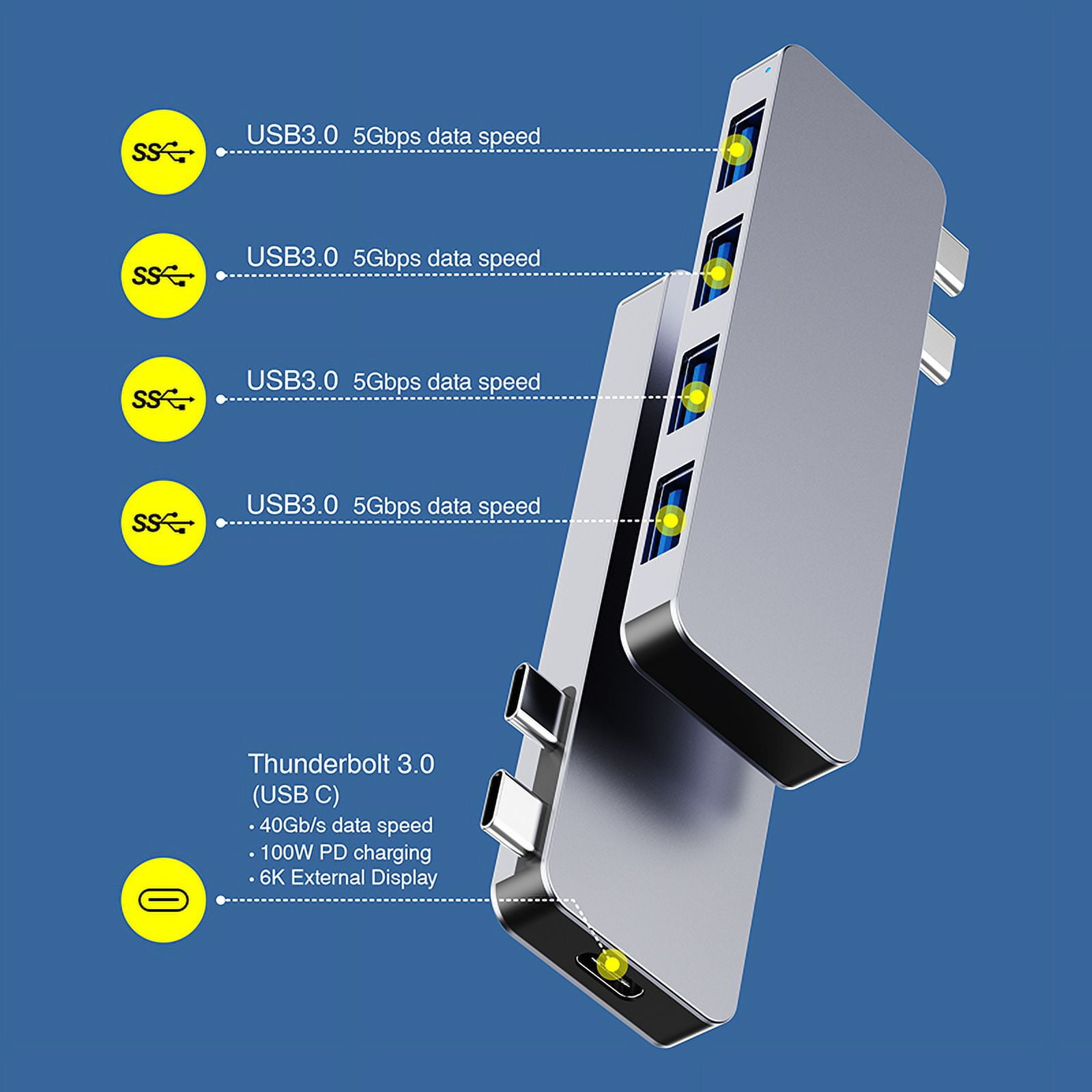 DOONJIEY 5 In 1 USB Hub Station Compatible Type C USB Hub TF sd card reader USB C Splitter