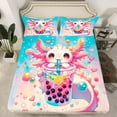 thumbnail image 2 of Erosebridal Pink Axolotl Sheet Set Twin, Cartoon Animal Twin Sheet Sets, Milk Tea Boba Bedding Twin Size, Microfiber Bedroom Decor, 3pcs, 2 of 7