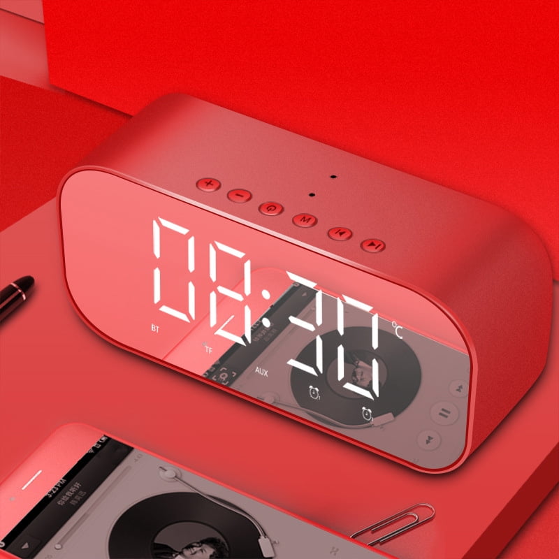 Led Alarm Clock For Bedroom Digital Clock Wireless Bluetooth Speakers