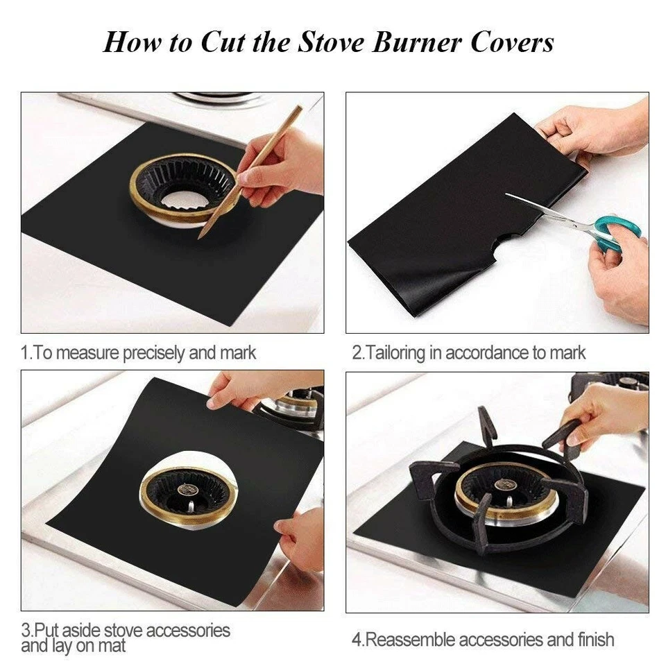 CIRCLE- 12-Pcs Gas Stove Top Burner Cover Protector Reusable Easy Clean Non-Stick Liner