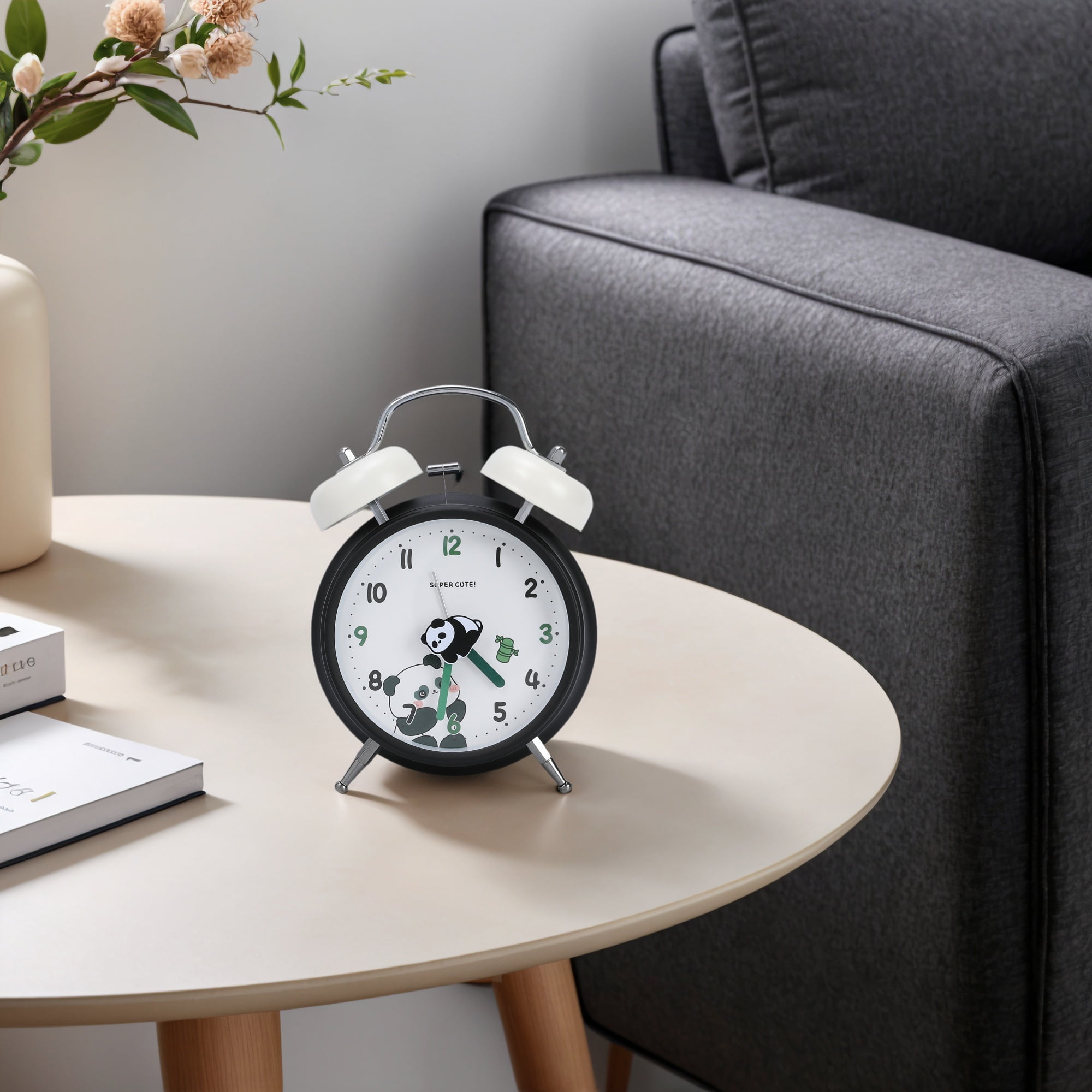 Unique Bargains Alarm Clock with Cute Panda Design Black 4.6"L x 2.2"W x 6.6"H