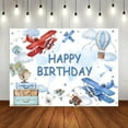 thumbnail image 4 of Airplane Birthday Perfect Backdrop Adventure Theme Boy Birthday Party Decorations Background Airplane Happy Birthday Banner Photo Booth Props, 4 of 4