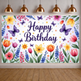 thumbnail image 6 of Colorful Floral Banner Butterfly Pattern Floral Birthday Display Spring Style Vibrant Flowers Butterfly Birthday Backdrop for Birthday Party Kids Celebration Indoor Decoration, 6 of 9