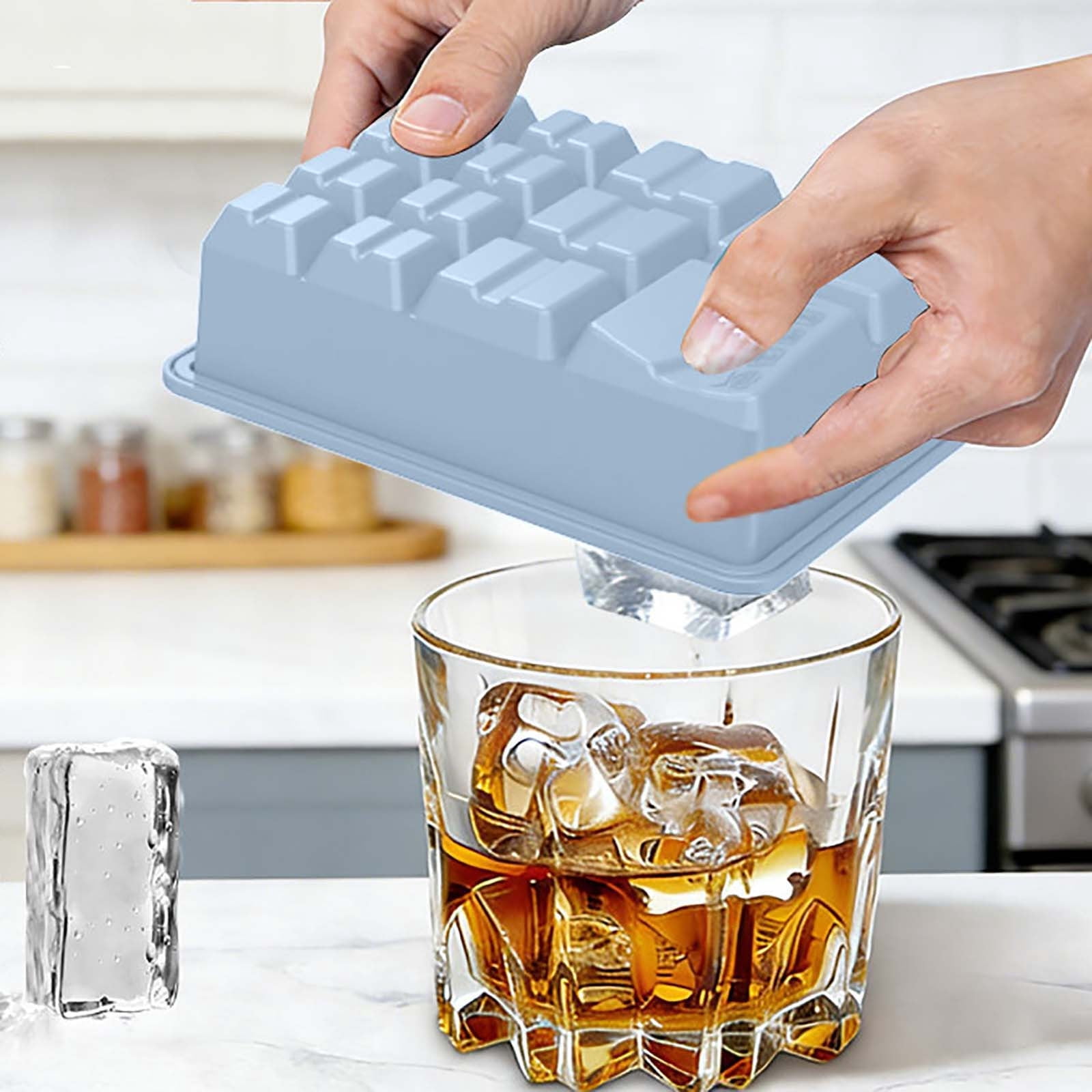 Fufafayo 5Pcs Ice Maker Trays Silicone Ice Block Molds for Refrigerator, 13 Square Ice Maker Maker, Easy Release Ice Maker Tray for Freezer, Household Ice Box for Kitchen Bar Party