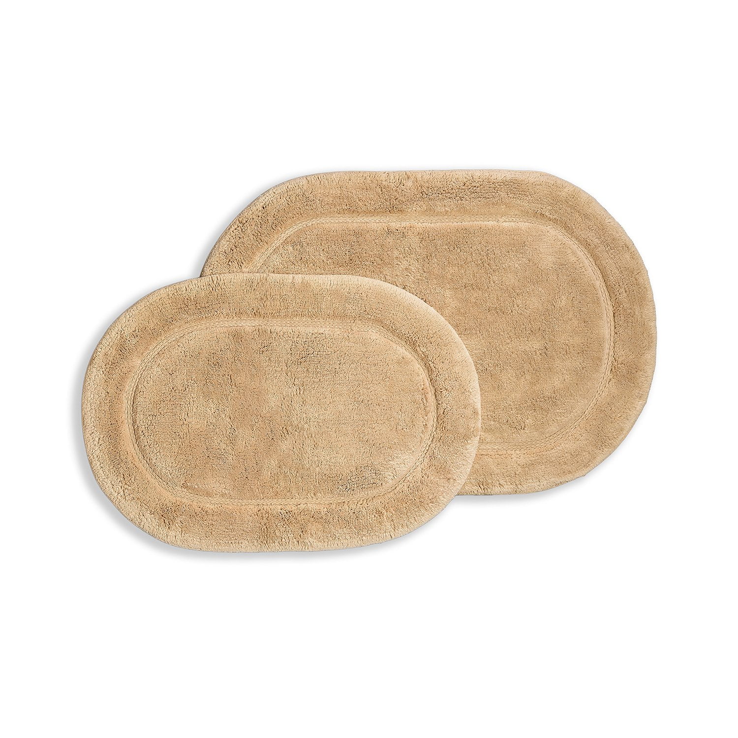 Oval 100 Combed Cotton NonSkid 2Piece Bath Rug Set Taupe