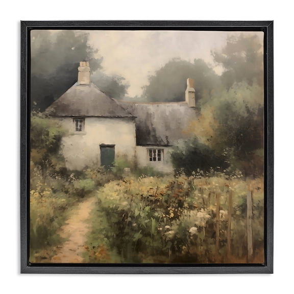 Stupell Industries Traditional Cottage Comfort in Summer Garden Black Floating Frame Canvas Art, 18 x 18, by Creative Studio