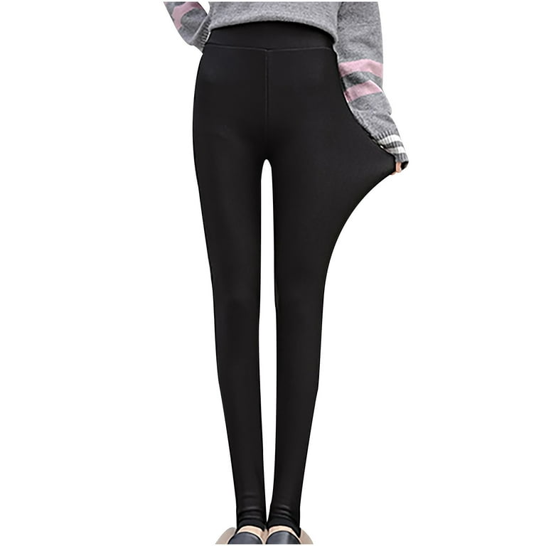 Qcmgmg Thermal Leggings for Women Cold Weather Winter Warm High Waist  Sweater Tights Ankle Length Sherpa Fleece Lined Pants Women Casual Plus  Size