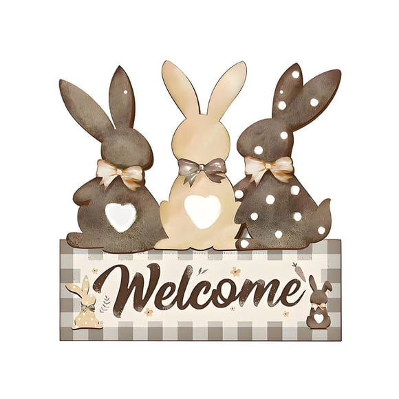 Binwennn Décoration de Porte Lapin de Pâques Panneau de Bienvenue Coloré Festival Panneau de Porte Festif de Printemps pour Rassemblements d'Œufs & Panneau Suspendu Couronne Murale Maison pour Porte d'Entrée Salon Images