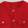 thumbnail image 3 of Womens Blazer Cropped Long Sleeve Open Front Casual Buttons Jacket Solid Color Wear Temperament Jacket with Pockets Suit Blazer, 3 of 5