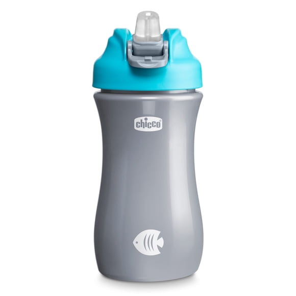 Sippy Cup Chicco Soft Spout para niños mayores de 18 meses, 350 ml, color verde azulado y plateado
