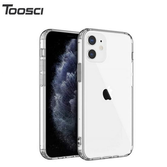 TOOSCI Cell Phone Case for iPhone 12, Designed Clear Not Yellowing, Shockproof Inner Soft Phone Case for iPhone 12 6.1-Inch