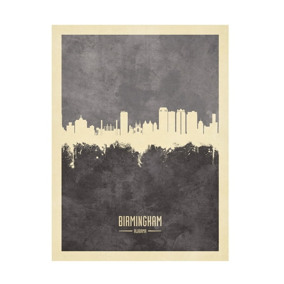 Michael Tompsett 'Birmingham Alabama Skyline Gray' Canvas Art