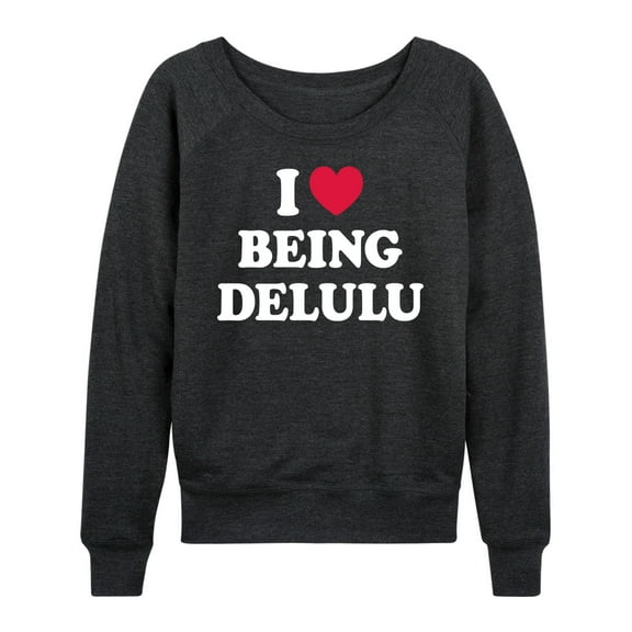 Instant Message - I Heart Being Delulu - Women's Lightweight French Terry Long Sleeve Shirt