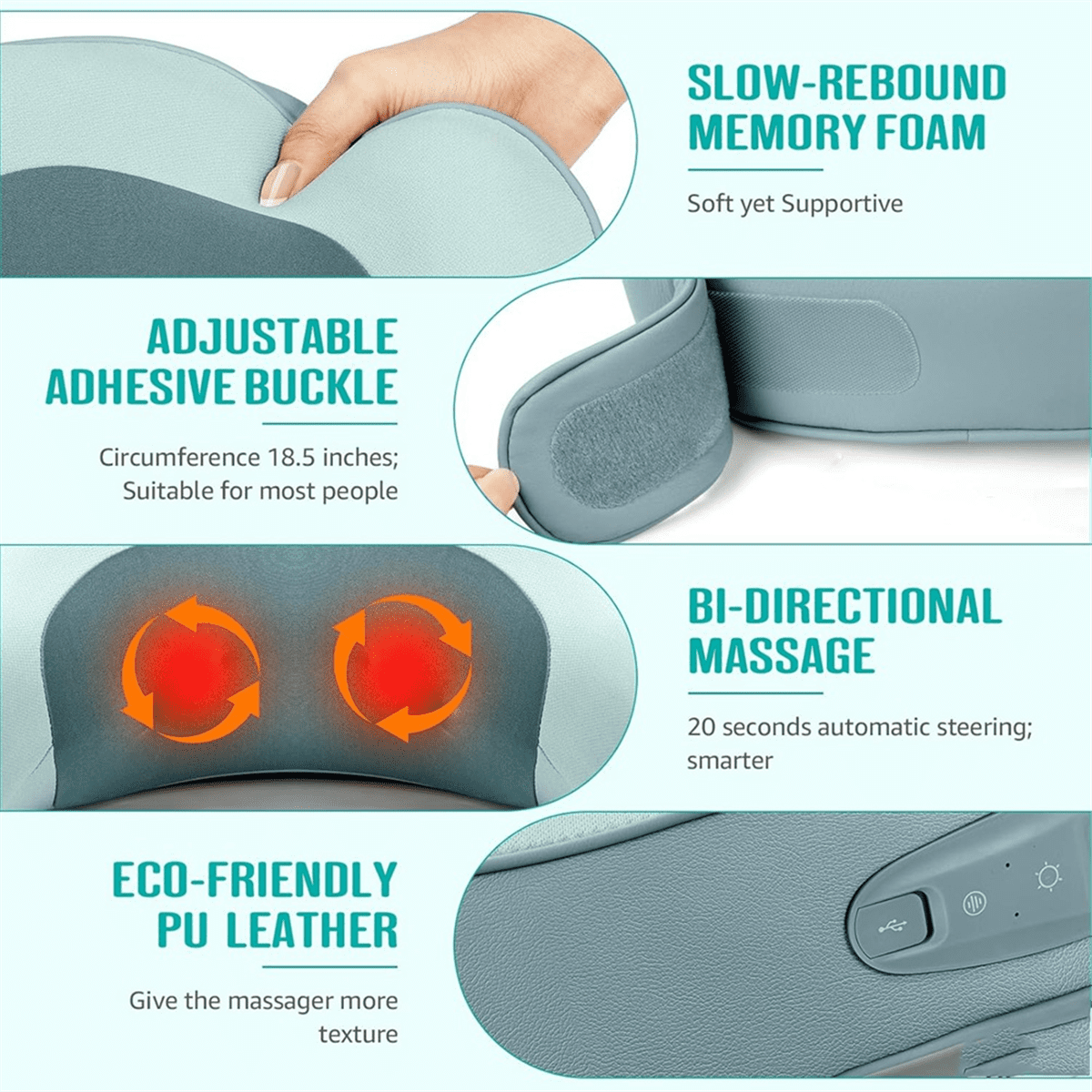 Neck Deep Tissue Pain Relief Massager, Shiatsu Neck Massager with Heat, Rechargeable 3D Kneading Massager,1 x Neck Massager 1 x USB Charging Cable,Photo Color