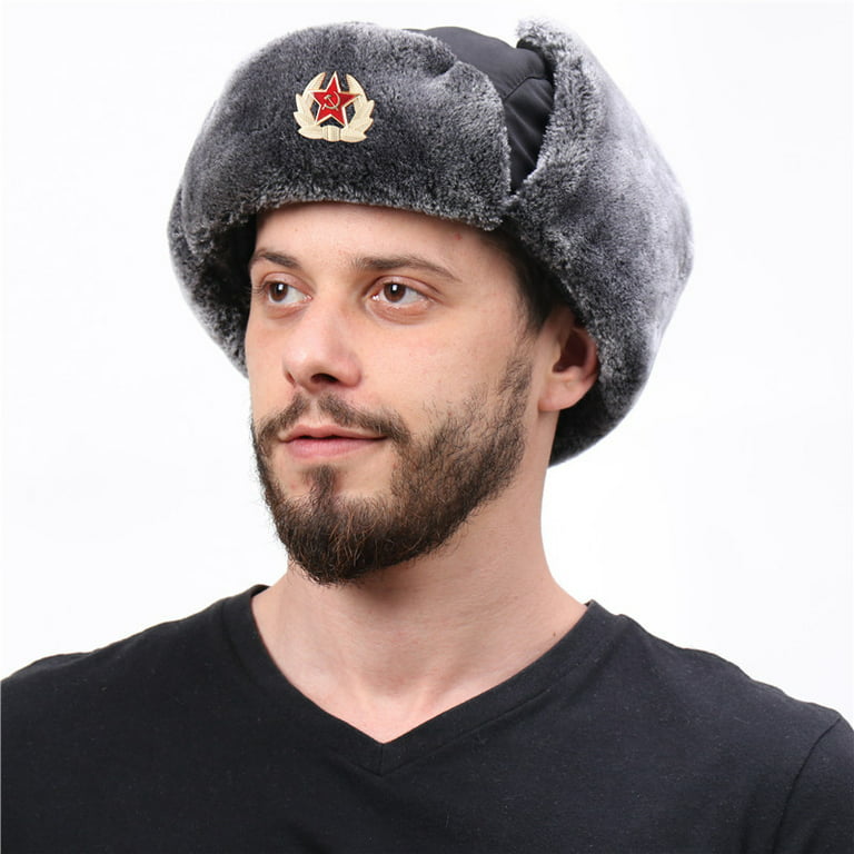 Russian Hat For Men Women Russian Fur Winter Hat Men Aviator Bomber Hat  Hunting Skiing Hat For Men Women F 