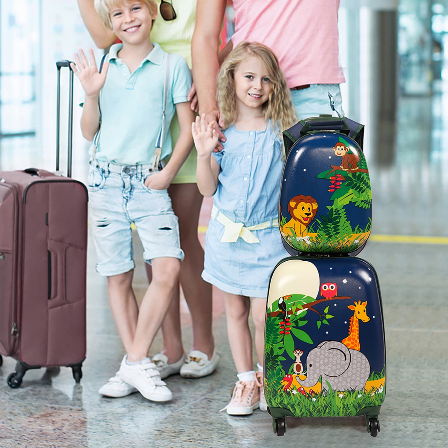 Kadyn 2 PCS Kids Luggage Set, 12" Backpack and 16" Spinner Case with 4 Universal Wheels, Travel Suitcase for Boys Girls, Navy Blue Kadyn 2 PCS Kids Luggage Set, 12" Backpack and 16" Spinner Case with 4 Universal Wheels, Travel Suitcase for Boys Girls, Navy Blue