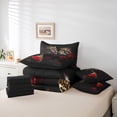 thumbnail image 6 of Manfei 3D Leopard Cheetah Bedding Comforter Set 7pcs, Chic Red Rose King Bedding Sets, Woodland Wildlife Bed Sheets, Super Cozy Room Decor, 6 of 8