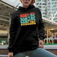thumbnail image 2 of Bowling, Sports Themed, Groovy Retro Wavy Text Merch Gift, Black Hooded Sweatshirt or Hoodie, 2XL, 2 of 5