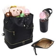 thumbnail image 2 of LEQUEEN Large PU Leather Baby Diaper Bag with Nappy Changing Pad Mummy Backpack Back to School Schoolbag,Black, 2 of 8