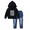 Black-1, variant on 12 Months Toddler Baby Boys Clothes Baby Boys Outfits 12-18 Months Boys Long Sleeve Letter Print Hooded Top Jeans Pants 2PCS Set Black