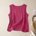 thumbnail image 5 of Pxiakgy Women's Cotton Linen Tank Tops Tunic Top Loose Fit Comfy Lounge Wear Soft Comfy Blouse Summer Gauze Shirt Boho Shirts Flowy Tank Tops Sleeveless Work Shirts Crew Neck Tops Hot Pink XXL, 5 of 5