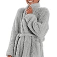 thumbnail image 3 of Natori Women's Warm Plush Long Lounge Cardigan w/ Belt (Grey, L/XL), 3 of 4