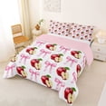 thumbnail image 2 of Erosebridal Cute Pink Bow Queen Comforter Set for Kids Girls, Tropical Apple Bedding Comforter Set, Pink Reversible, 1 Comforter and 2 Pillowcases, 2 of 6