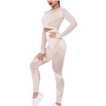 thumbnail image 2 of Itsame Tops and Pants Activewear Set Womens Sweatsuits 2pcs Sets Long Sleeved Women Athletic Outfit Sets Khaki Size L, 2 of 6