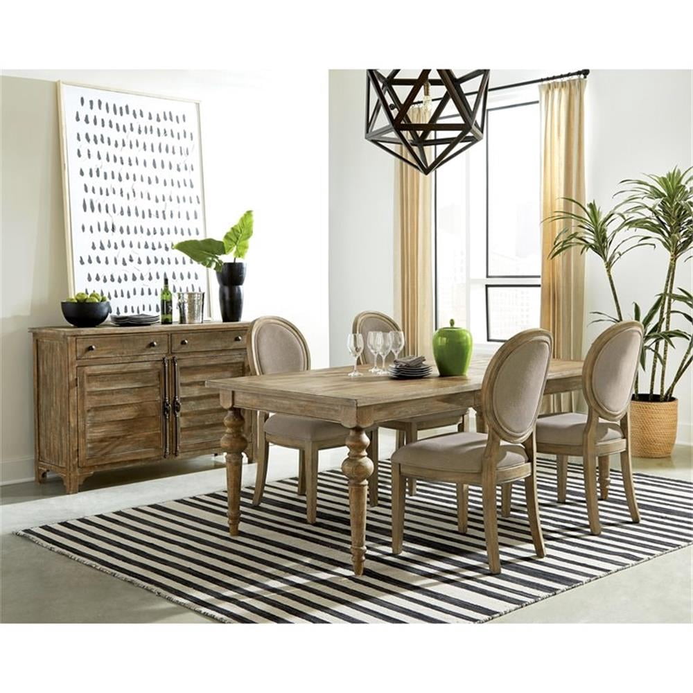 Pemberley Row Pine Snowy Desert Brown Dining Table Rectangular Extendable 66"-84" Unassembled